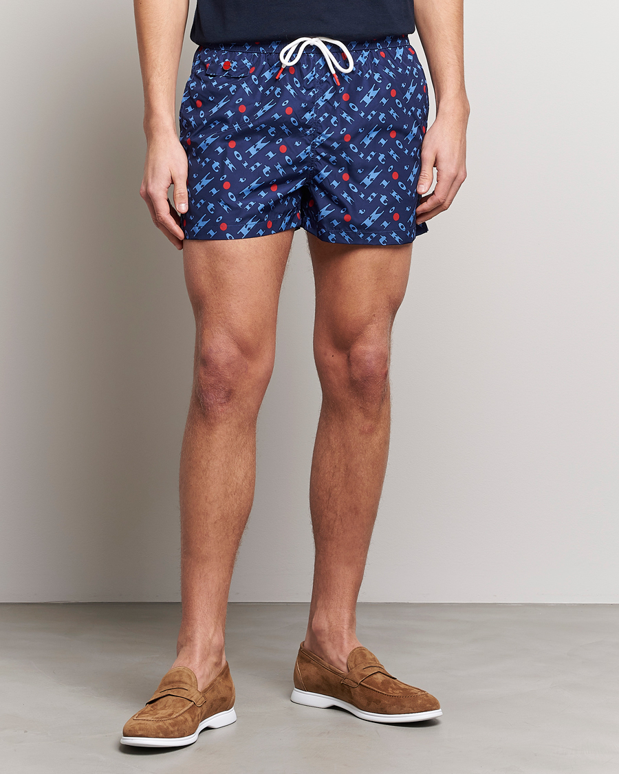Herre |  | Kiton | Printed Swim Trunks Navy