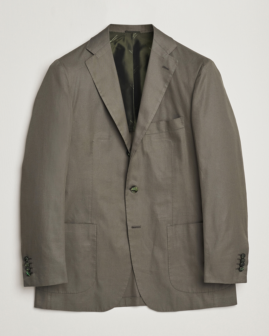 Herre | Dressjakker | Kiton | Sea Island Cotton Blazer Olive Green