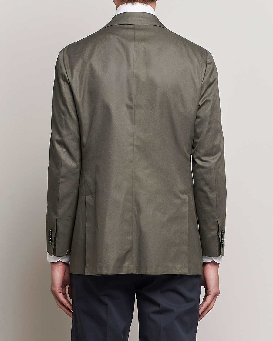 Herre | Dressjakker | Kiton | Sea Island Cotton Blazer Olive Green