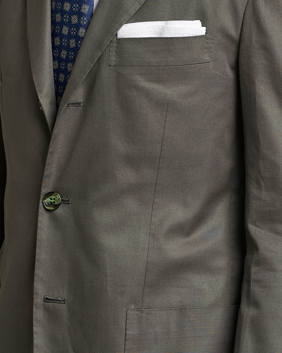 Herre | Dressjakker | Kiton | Sea Island Cotton Blazer Olive Green