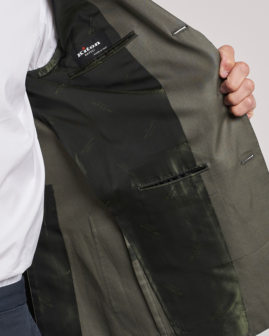 Herre | Dressjakker | Kiton | Sea Island Cotton Blazer Olive Green
