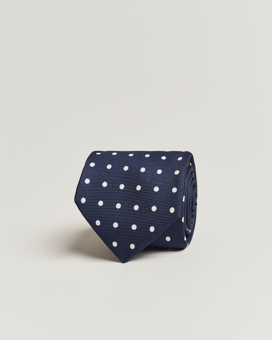 Herre | Kiton Dotted Silk Tie Navy | Kiton | Dotted Silk Tie Navy