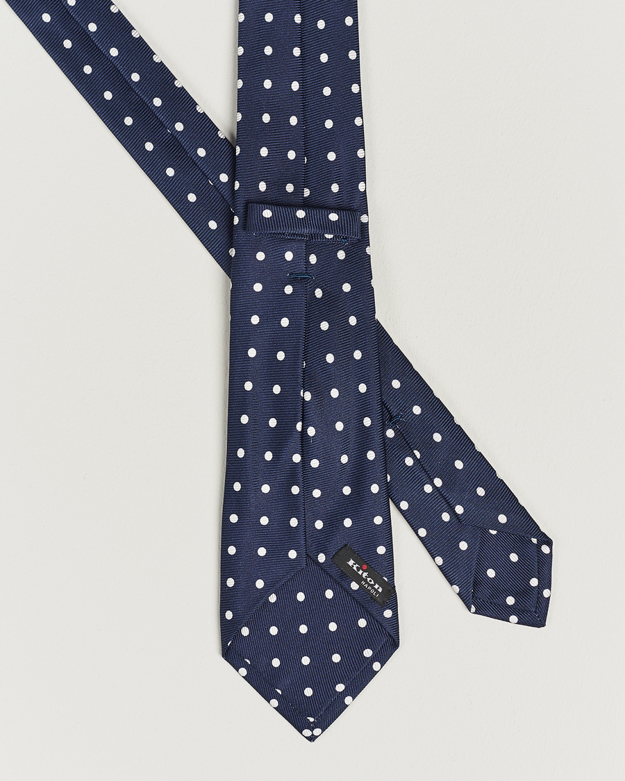 Herre | Kiton Dotted Silk Tie Navy | Kiton | Dotted Silk Tie Navy