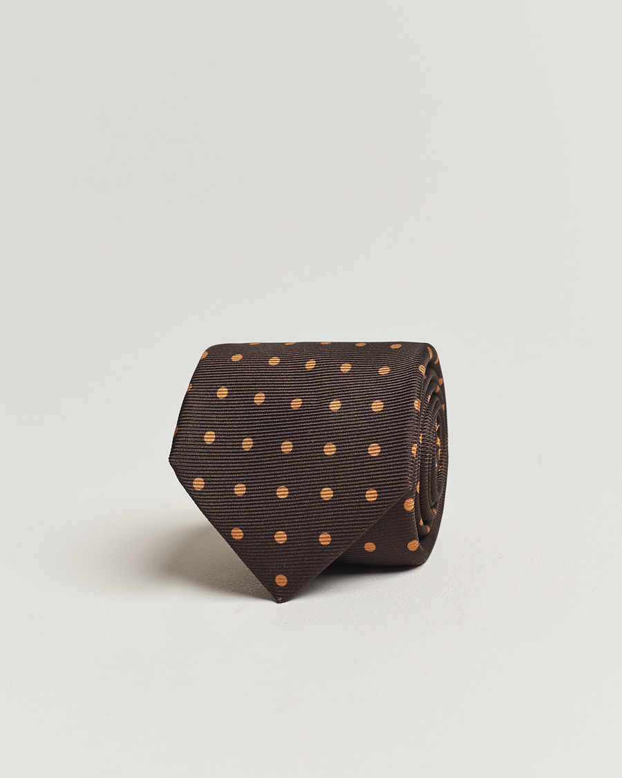 Herre | Kiton Dotted Silk Tie Dark Brown | Kiton | Dotted Silk Tie Dark Brown