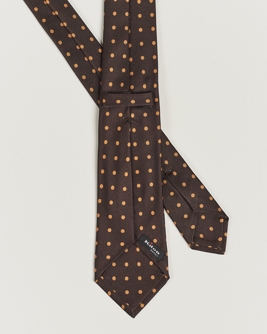 Herre |  | Kiton | Dotted Silk Tie Dark Brown