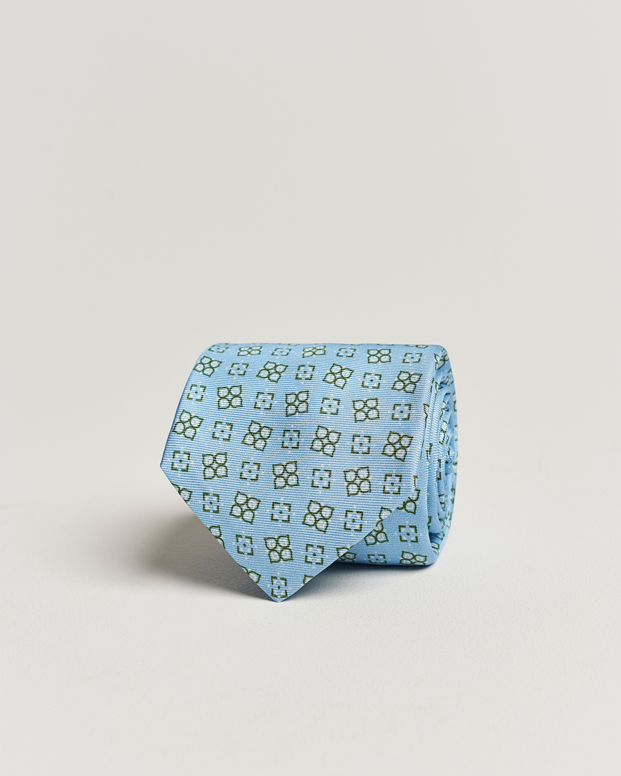 Herre | | Kiton | Printed Silk Tie Light Blue