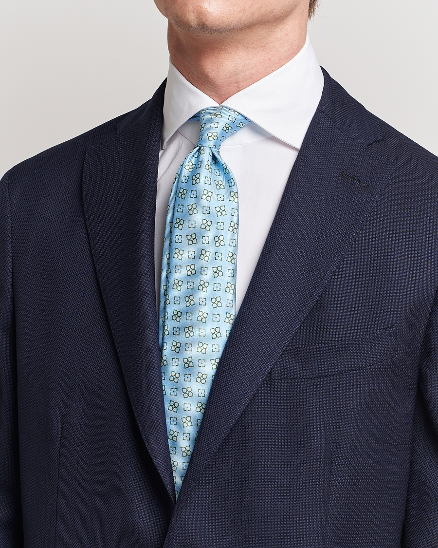 Herre | | Kiton | Printed Silk Tie Light Blue