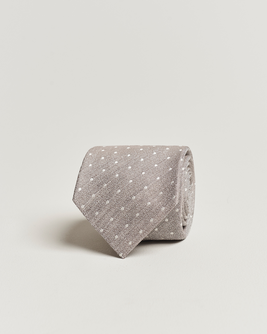 Herre | Kiton Dotted Silk/Linen Tie Beige | Kiton | Dotted Silk/Linen Tie Beige