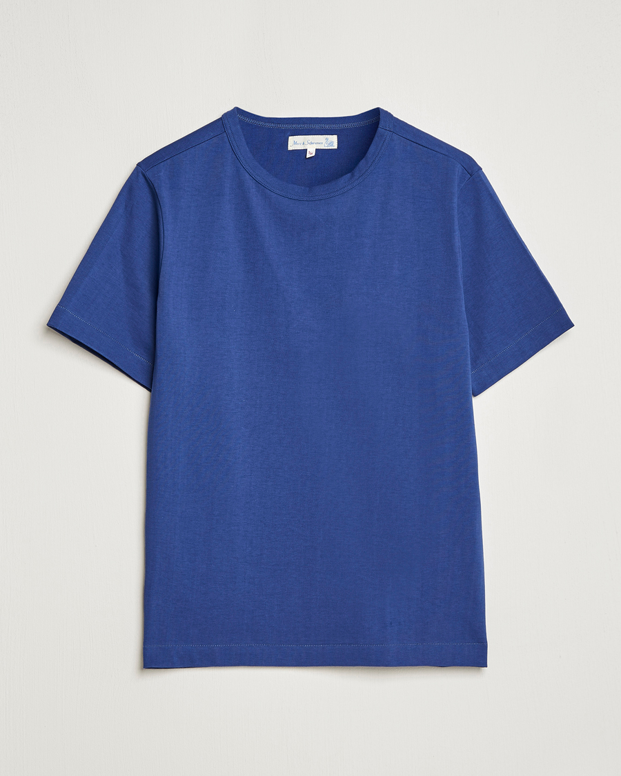 Herre | T-Shirts | Merz b. Schwanen | Relaxed Loopwheeled Sturdy T-Shirt Pacific Blue