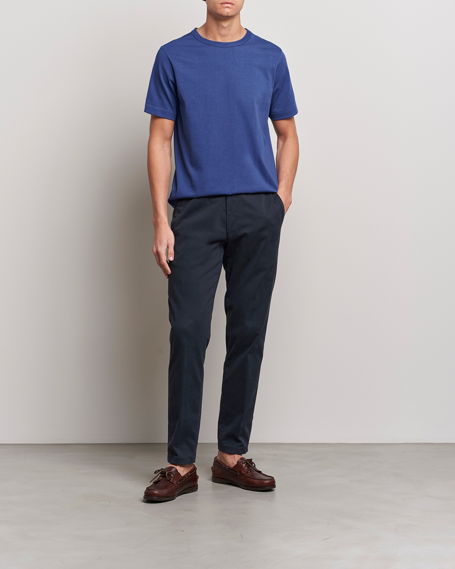 Herre | T-Shirts | Merz b. Schwanen | Relaxed Loopwheeled Sturdy T-Shirt Pacific Blue