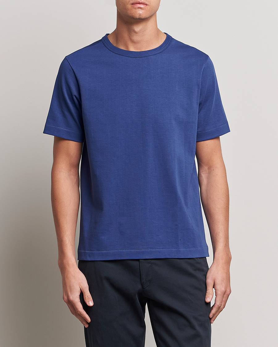 Herre |  | Merz b. Schwanen | Relaxed Loopwheeled Sturdy T-Shirt Pacific Blue