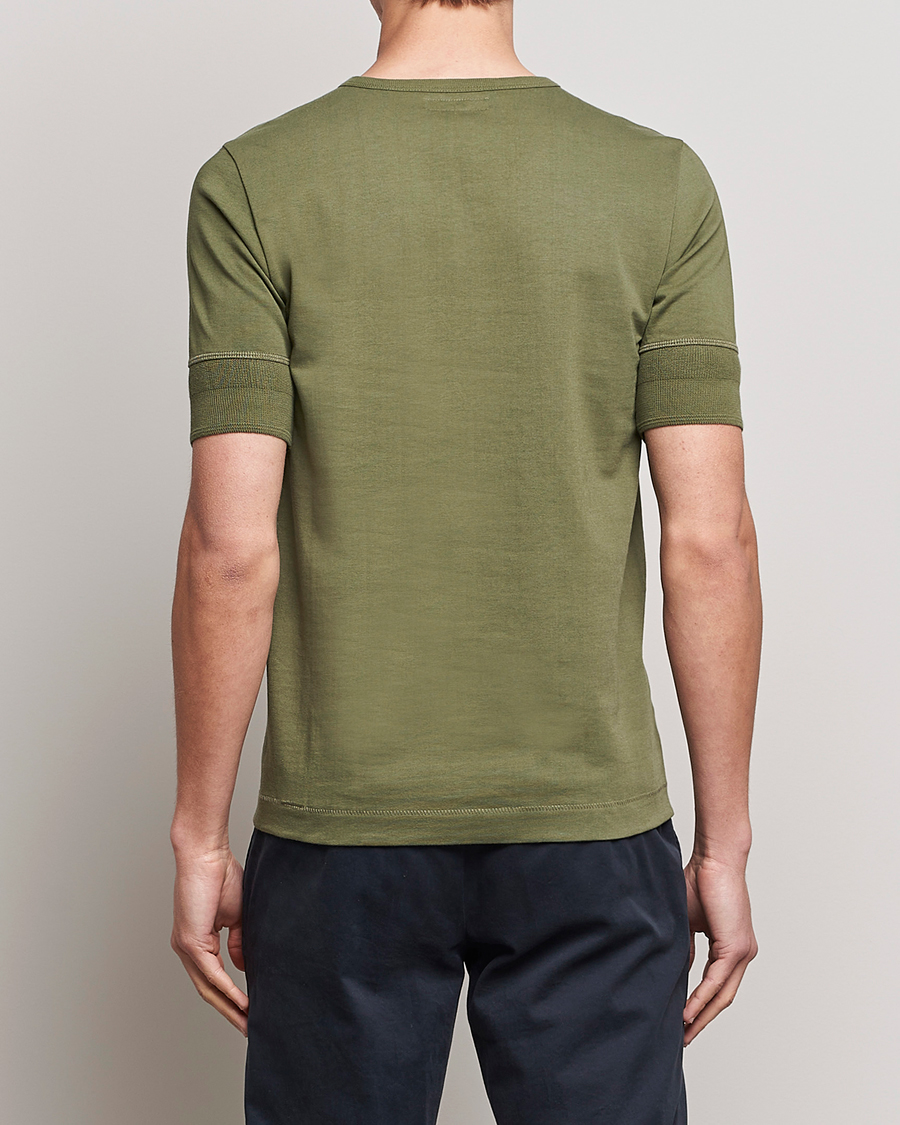 Herre | T-Shirts | Merz b. Schwanen | Short Sleeve Organic Cotton Henley Army