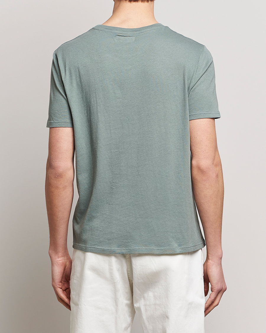 Herre | T-Shirts | Merz b. Schwanen | Organic Cotton Washed Crew Neck T-Shirt Green Stone