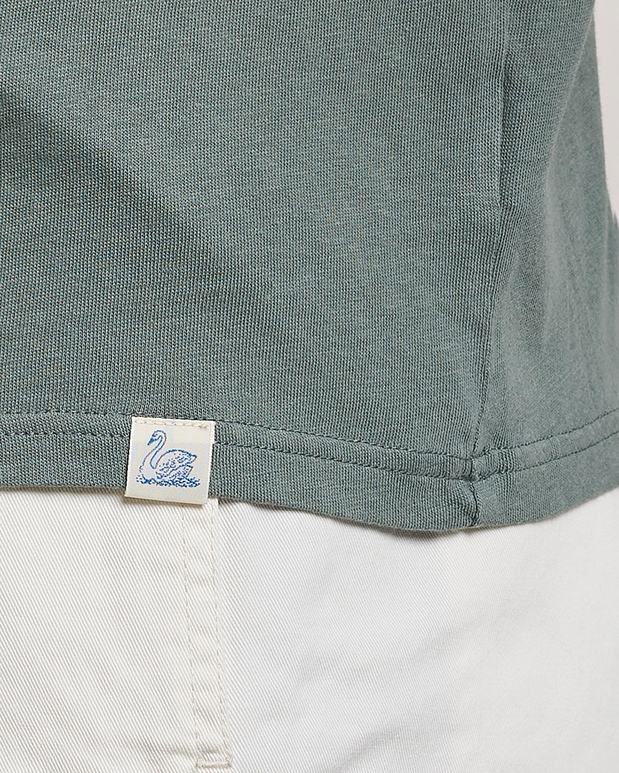 Herre | T-Shirts | Merz b. Schwanen | Organic Cotton Washed Crew Neck T-Shirt Green Stone