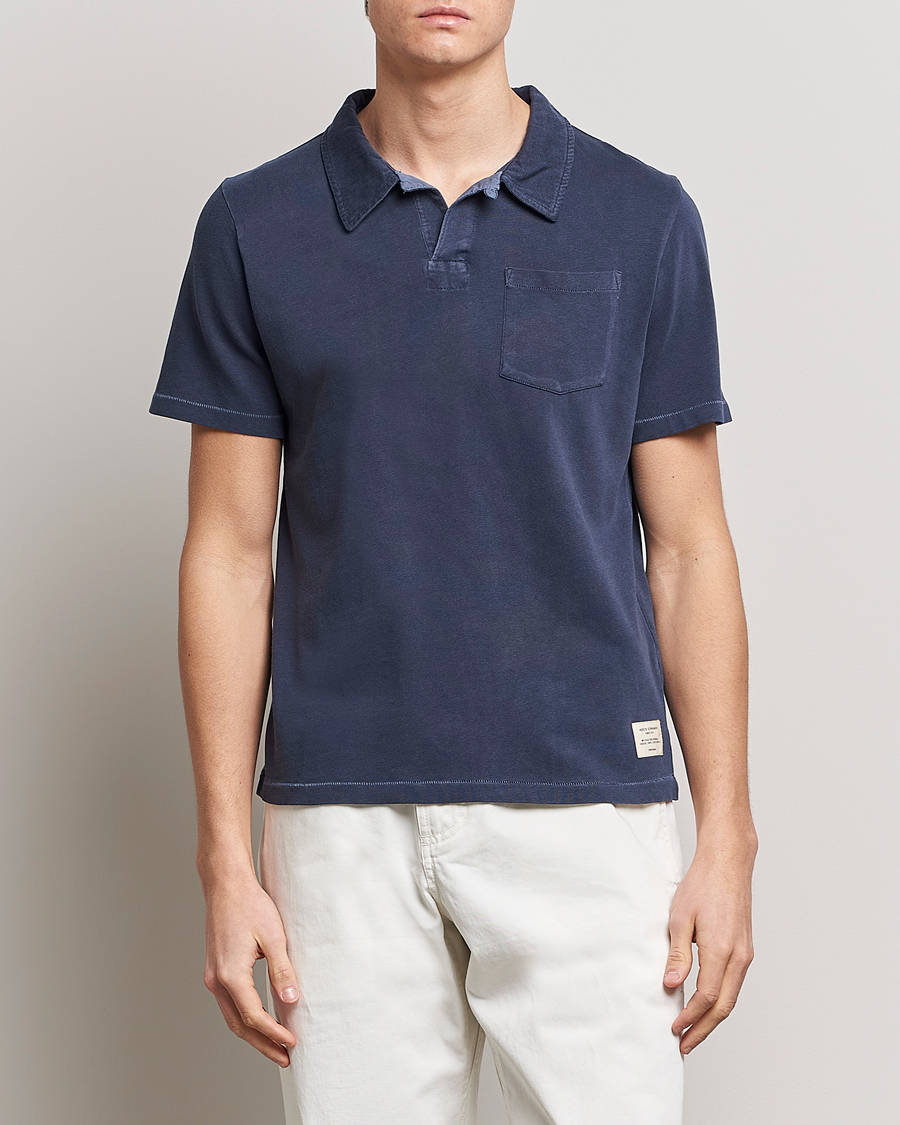 Herre | Pikéer | Merz b. Schwanen | Organic Cotton Washed Polo Denim Blue