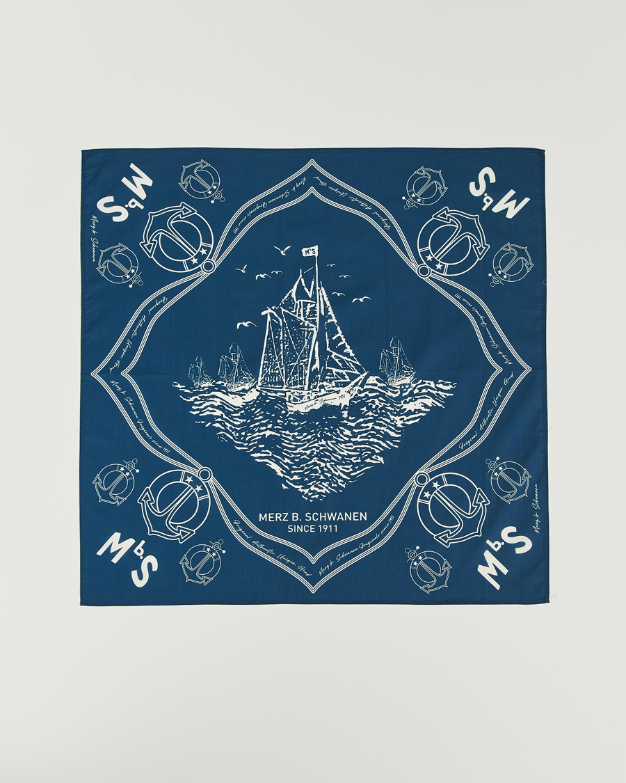 Herre | Scarves | Merz b. Schwanen | Merz b. SchwanenCotton BandanaInk Blue