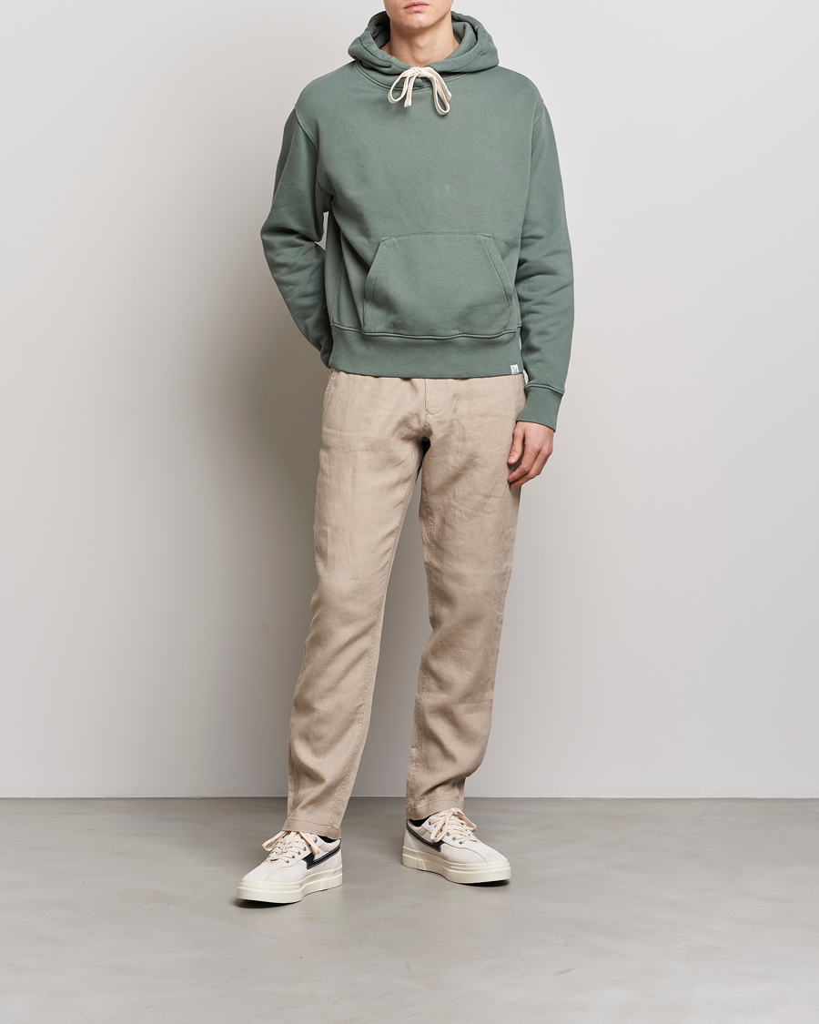 Herre | Gensere | Merz b. Schwanen | Organic Cotton Washed Hoodie Green Stone