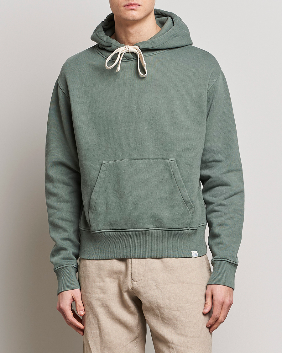 Herre | Gensere | Merz b. Schwanen | Organic Cotton Washed Hoodie Green Stone