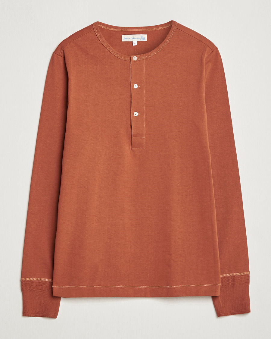 Herre | Gensere | Merz b. Schwanen | Classic Organic Cotton Henley Sweater Sierra Red