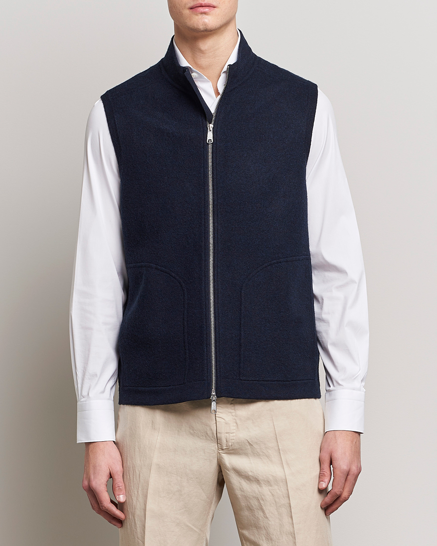 Herre | Vester | Morris Heritage | Pierre Boiled Wool Vest Navy