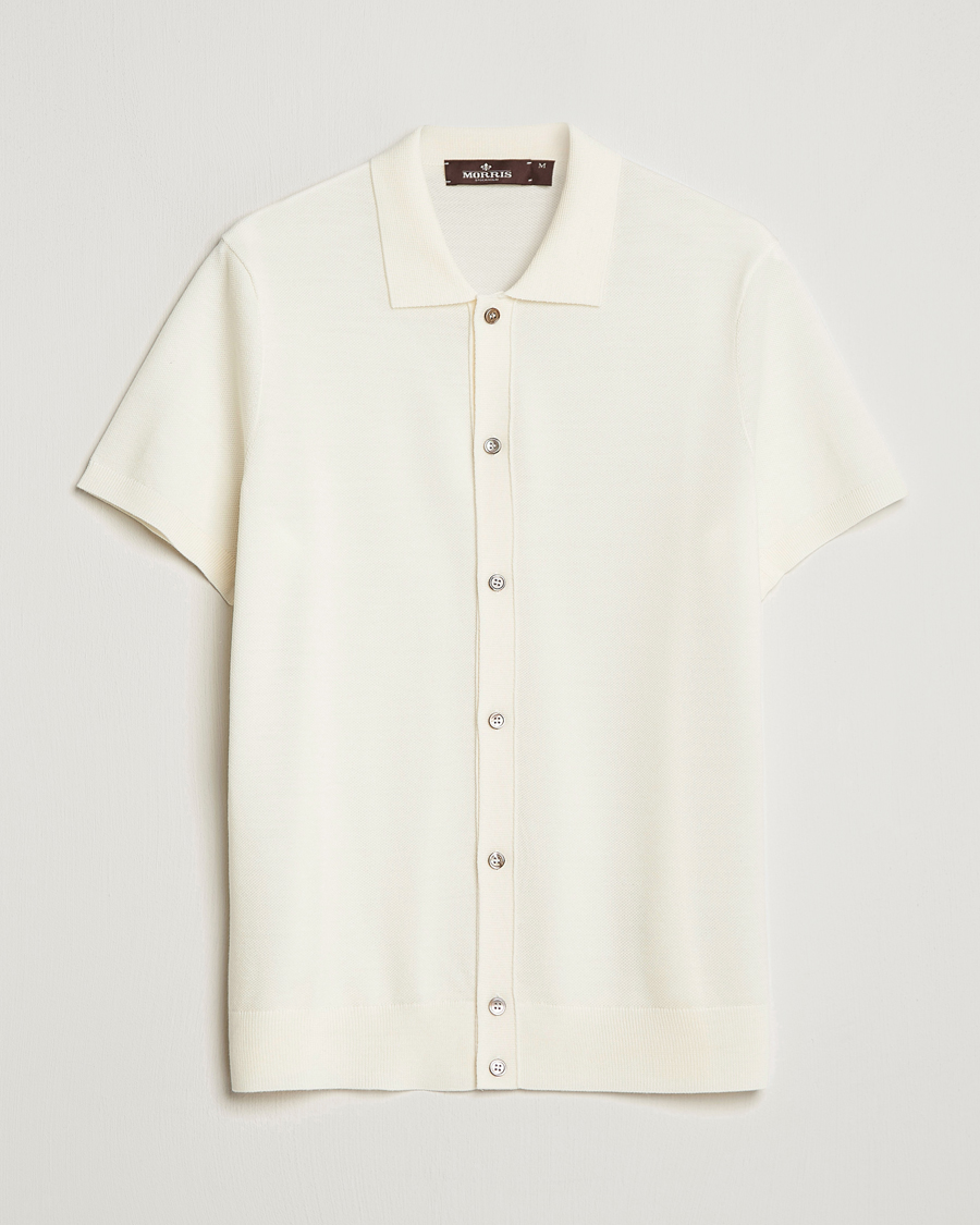 Herre | Pikéer | Morris Heritage | Alberto Knitted Short Sleeve Knitted Shirt Off White