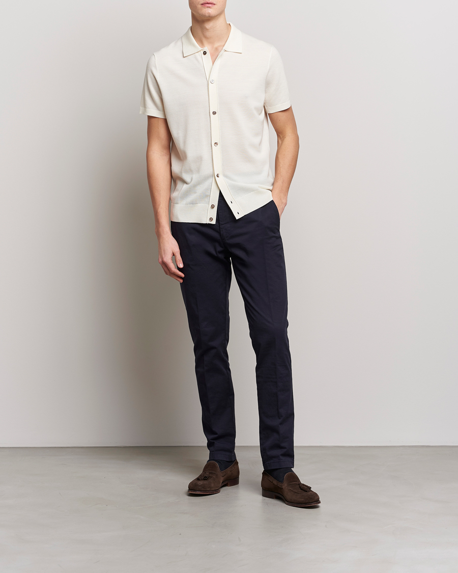 Herre | Pikéer | Morris Heritage | Alberto Knitted Short Sleeve Knitted Shirt Off White