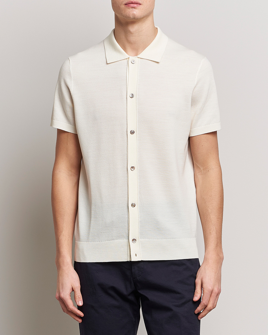Herre | Pikéer | Morris Heritage | Alberto Knitted Short Sleeve Knitted Shirt Off White