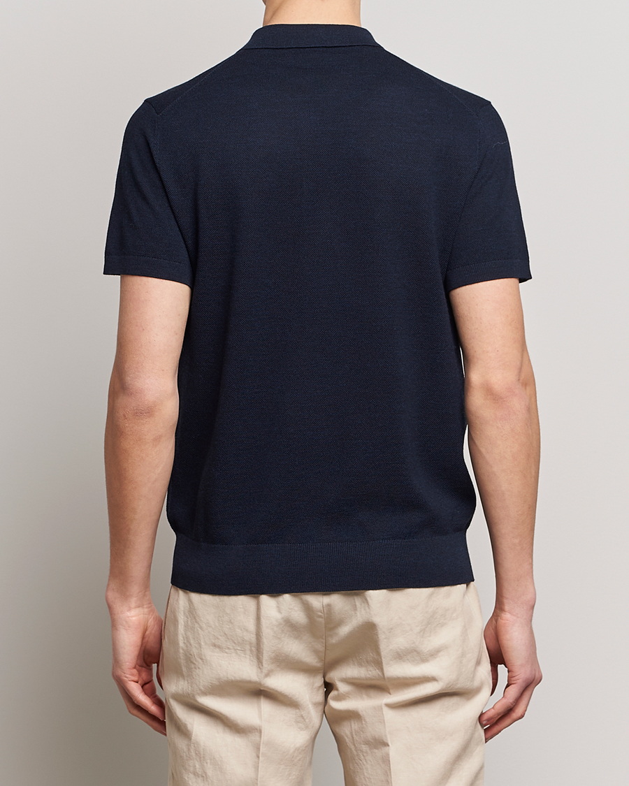 Herre | Pikéer | Morris Heritage | Alberto Knitted Short Sleeve Knitted Shirt Navy