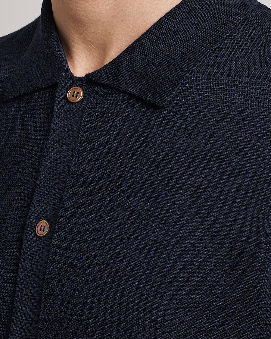 Herre | Pikéer | Morris Heritage | Alberto Knitted Short Sleeve Knitted Shirt Navy