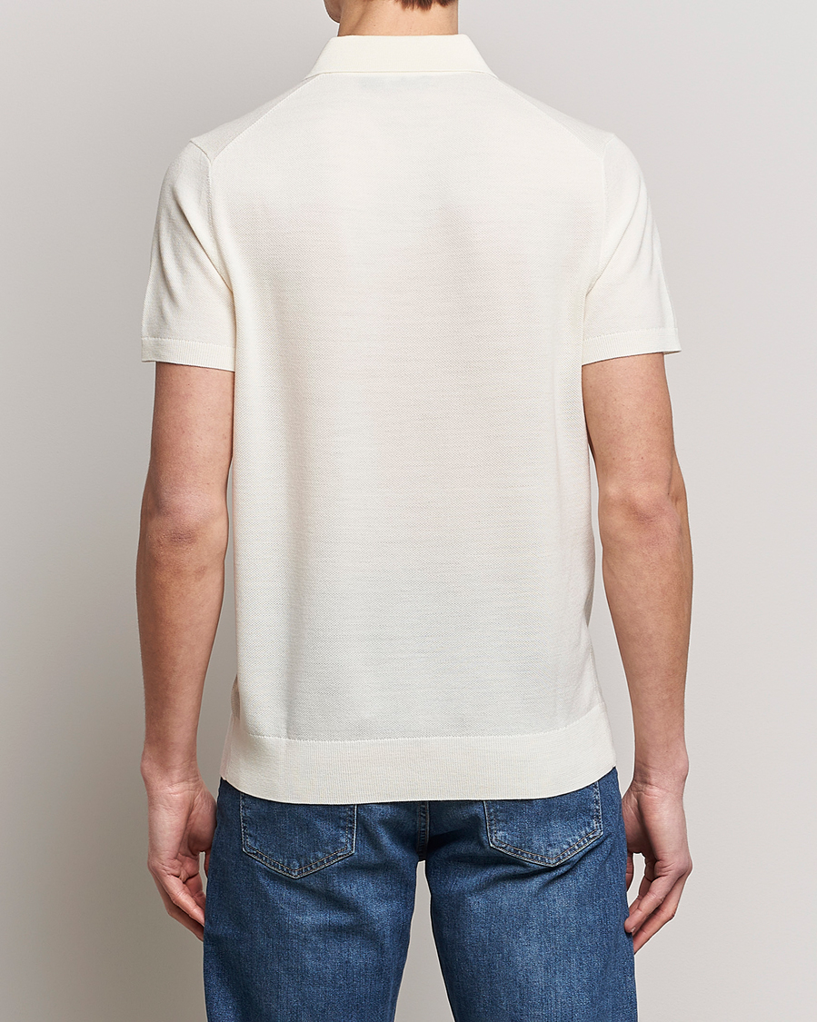 Herre | Pikéer | Morris Heritage | Alberto Knitted Short Sleeve Polo Shirt Off White