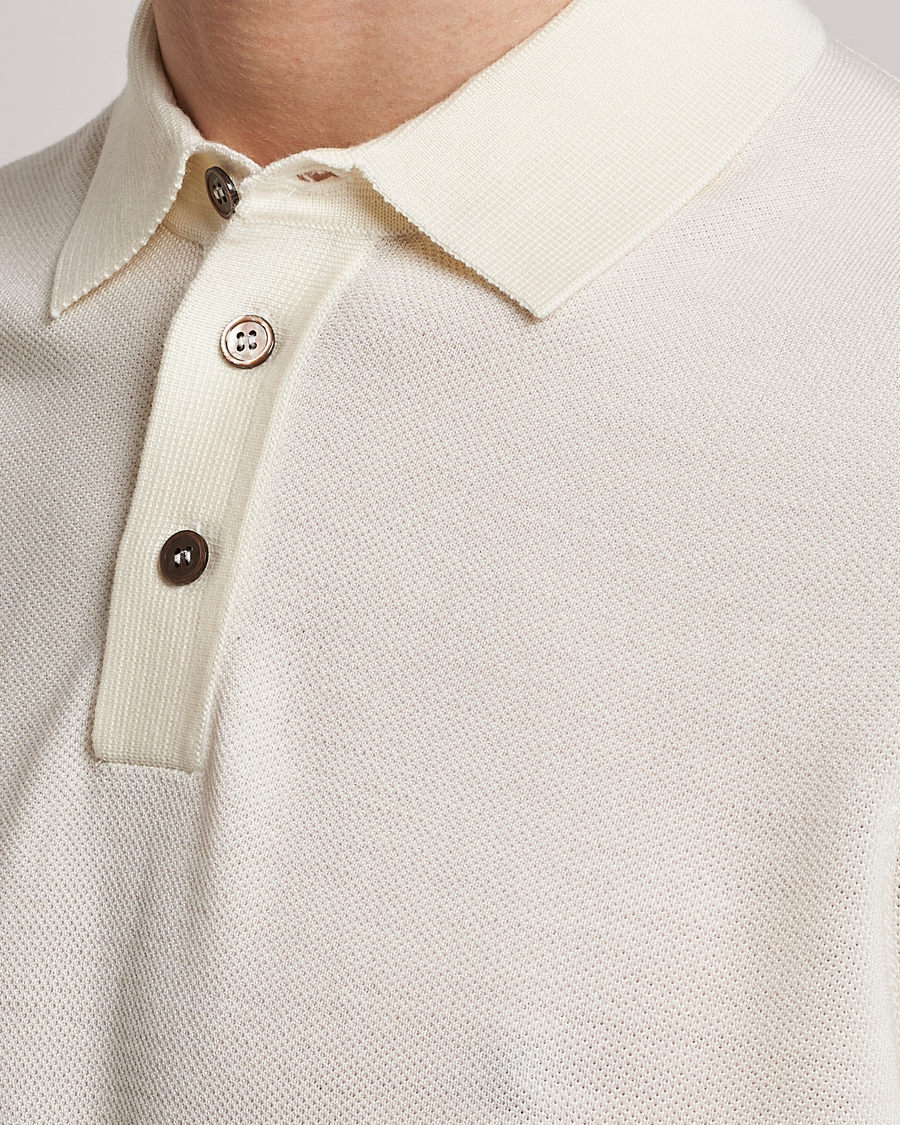 Herre | Pikéer | Morris Heritage | Alberto Knitted Short Sleeve Polo Shirt Off White