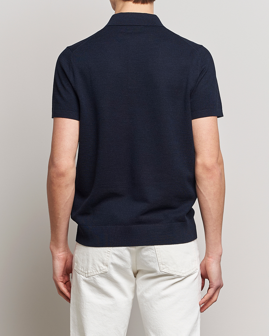 Herre | Pikéer | Morris Heritage | Alberto Knitted Short Sleeve Polo Shirt Navy