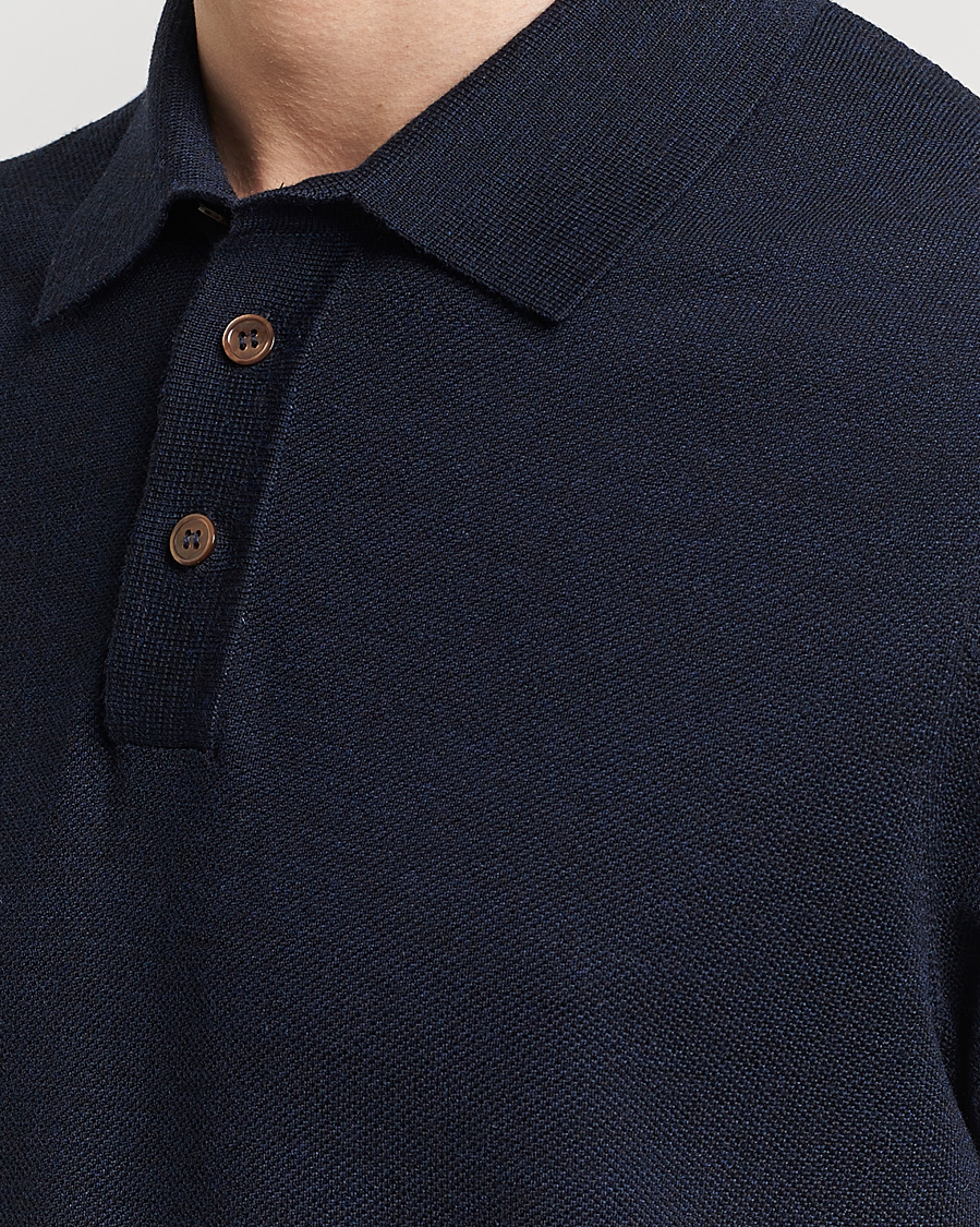 Herre | Pikéer | Morris Heritage | Alberto Knitted Short Sleeve Polo Shirt Navy
