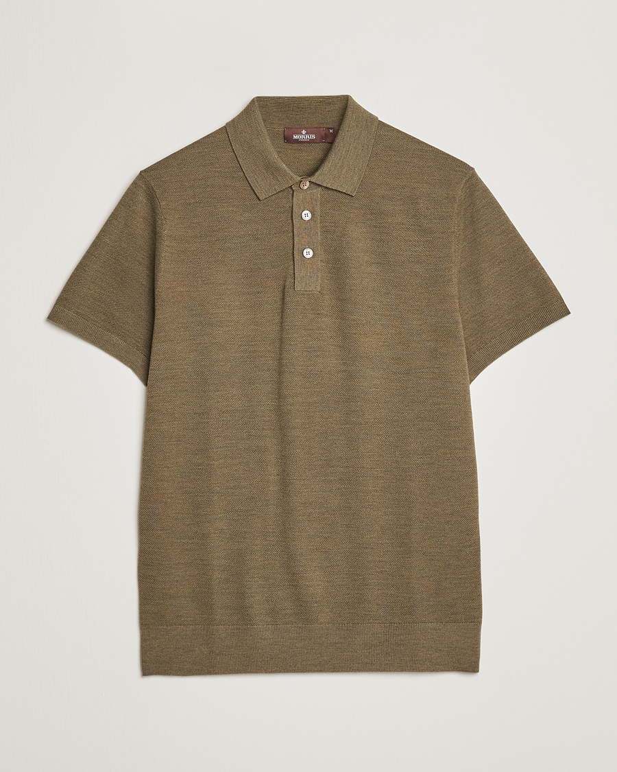 Herre | Pikéer | Morris Heritage | Alberto Knitted Short Sleeve Polo Shirt Olive