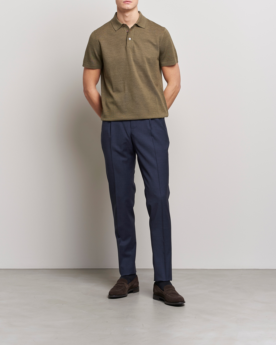 Herre | Pikéer | Morris Heritage | Alberto Knitted Short Sleeve Polo Shirt Olive