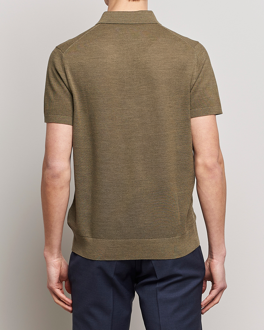Herre | Pikéer | Morris Heritage | Alberto Knitted Short Sleeve Polo Shirt Olive