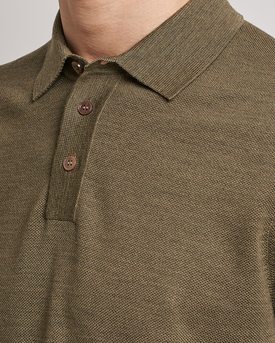 Herre | Pikéer | Morris Heritage | Alberto Knitted Short Sleeve Polo Shirt Olive