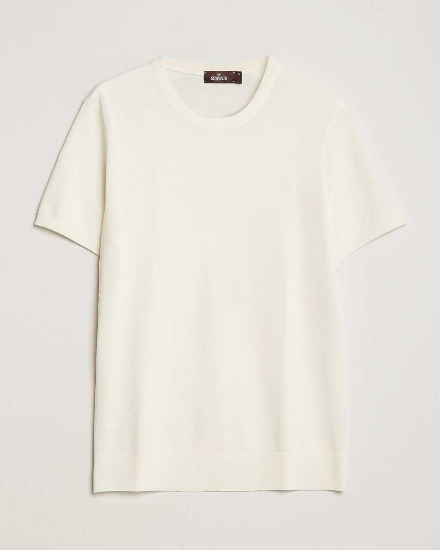 Herre | T-Shirts | Morris Heritage | Alberto Knitted T-Shirt White