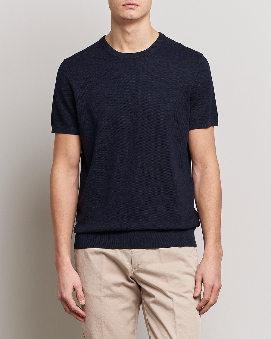 Herre |  | Morris Heritage | Alberto Knitted T-Shirt Navy