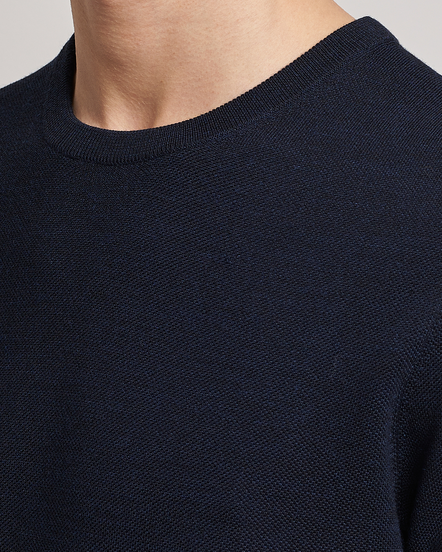 Herre | T-Shirts | Morris Heritage | Alberto Knitted T-Shirt Navy