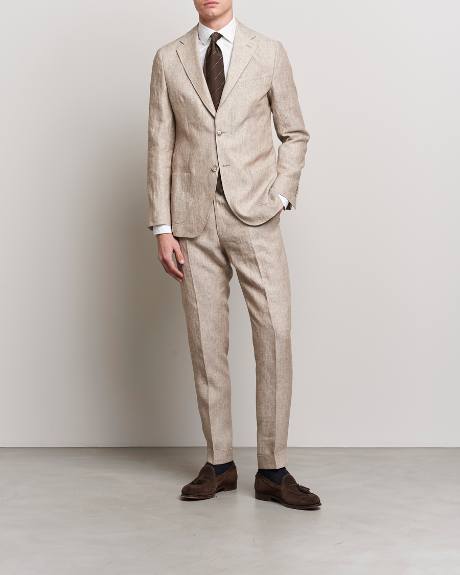 Herre | Dressjakker | Morris Heritage | Mike Patch Pocket Linen Suit Blazer Beige