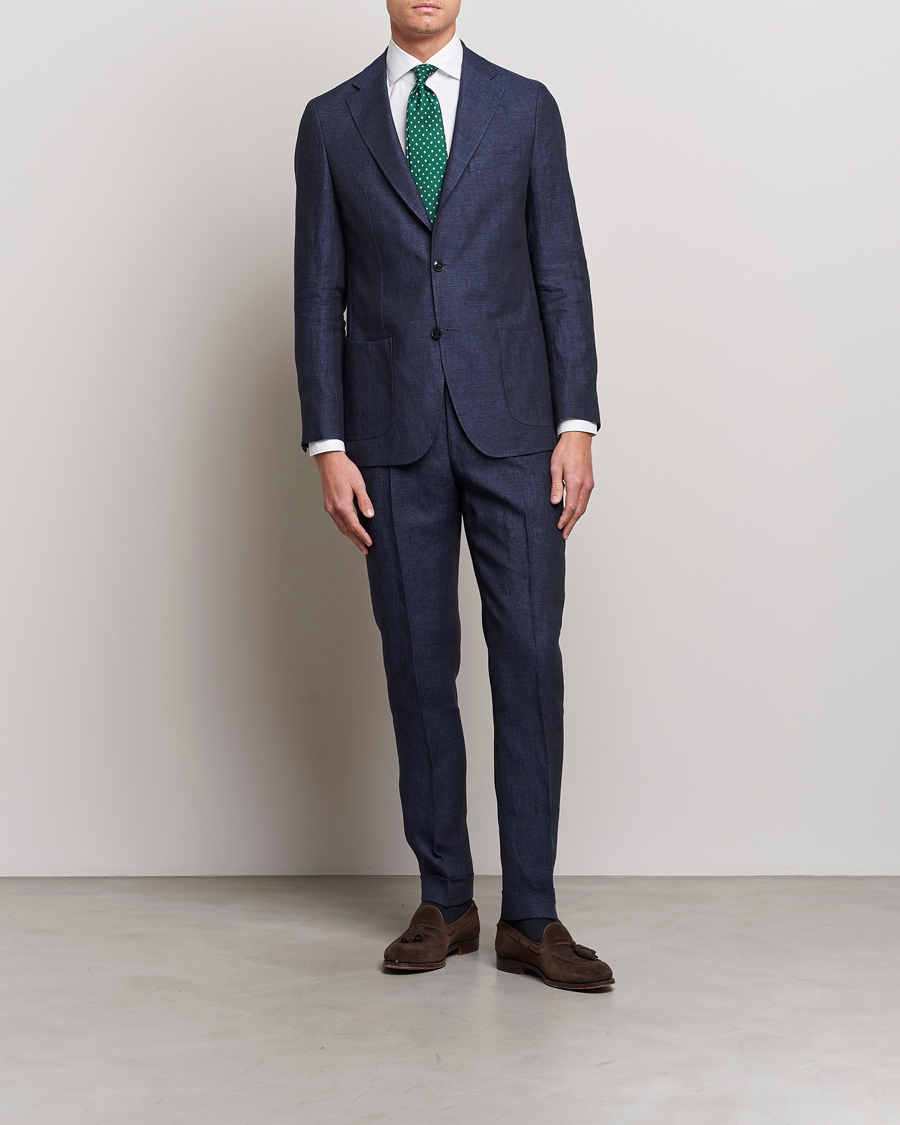 Herre | Dressjakker | Morris Heritage | Mike Patch Pocket Linen Suit Blazer Navy