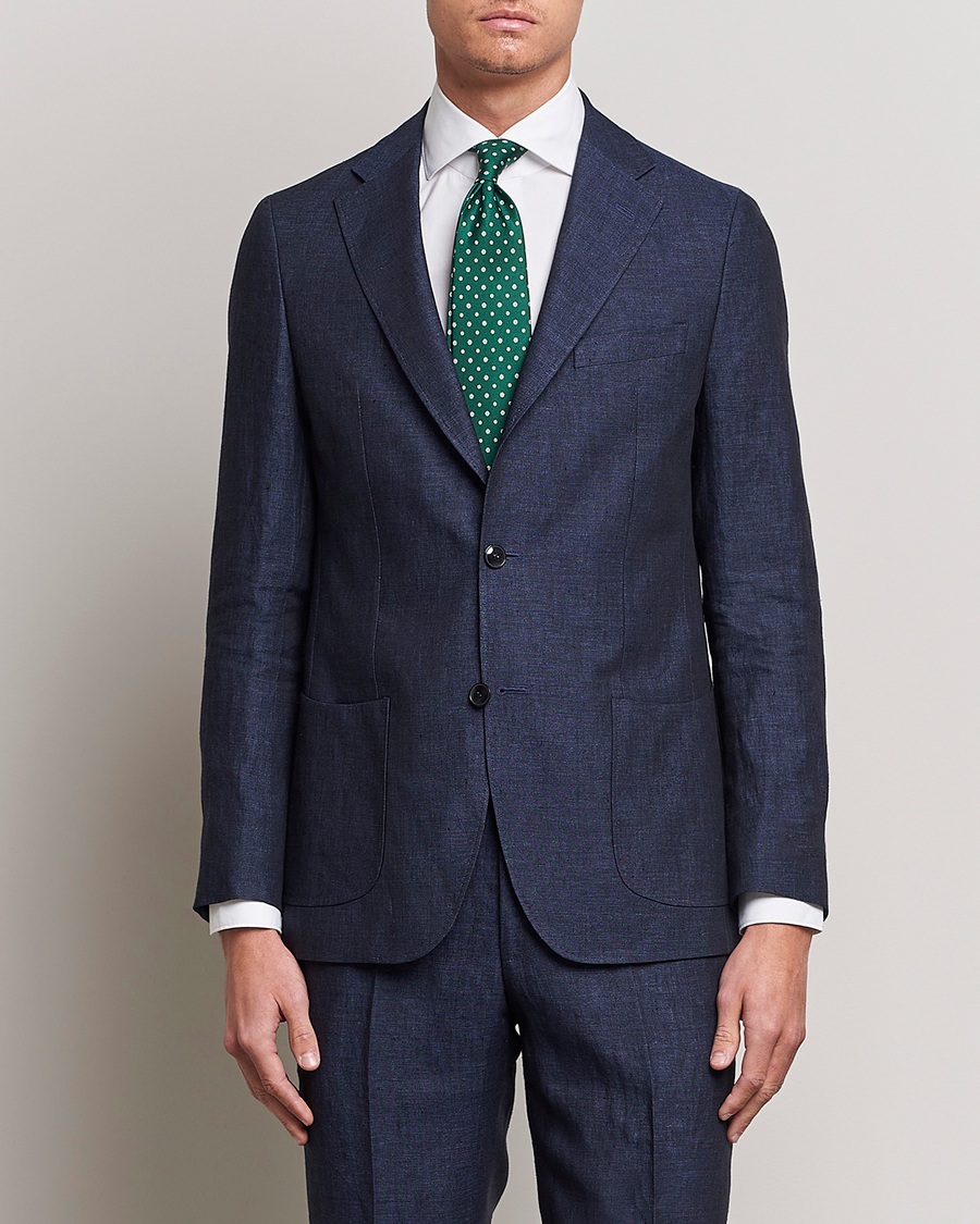 Herre | Dressjakker | Morris Heritage | Mike Patch Pocket Linen Suit Blazer Navy