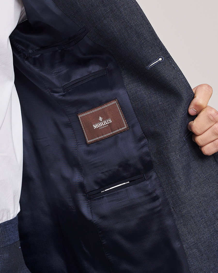 Herre | Dressjakker | Morris Heritage | Mike Patch Pocket Linen Suit Blazer Navy