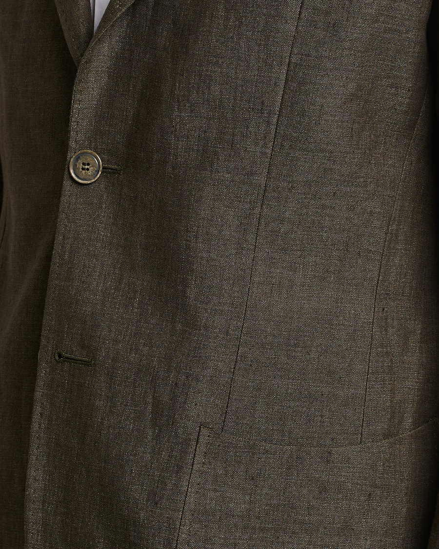 Herre | Dressjakker | Morris Heritage | Mike Patch Pocket Linen Suit Blazer Olive