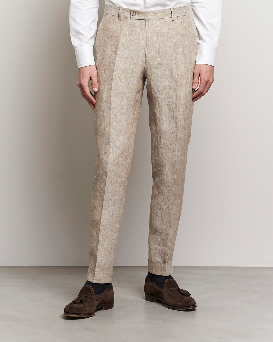Herre | Linbukser | Morris Heritage | Jack Linen Suit Trousers Beige