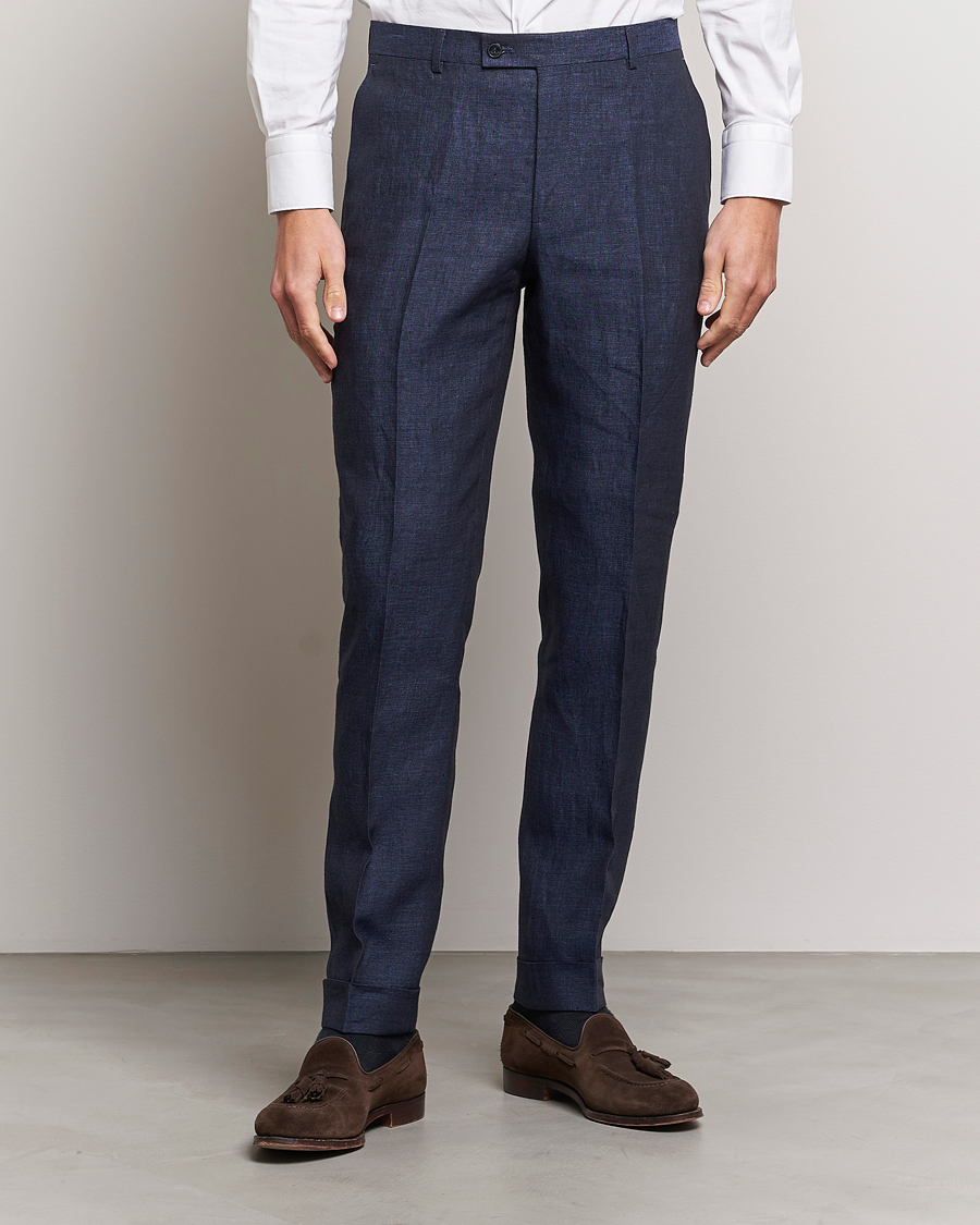 Herre | Linbukser | Morris Heritage | Jack Linen Suit Trousers Navy
