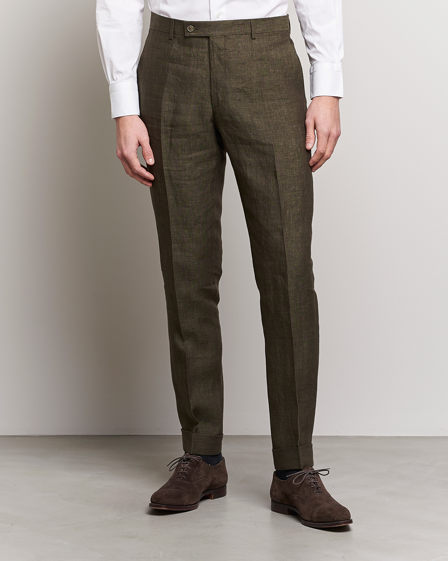 Herre | Bukser | Morris Heritage | Jack Linen Suit Trousers Olive