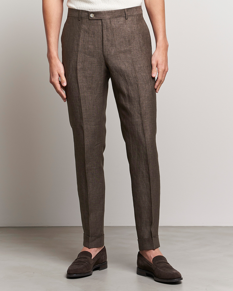Herre | Linbukser | Morris Heritage | Jack Linen Suit Trousers Brown
