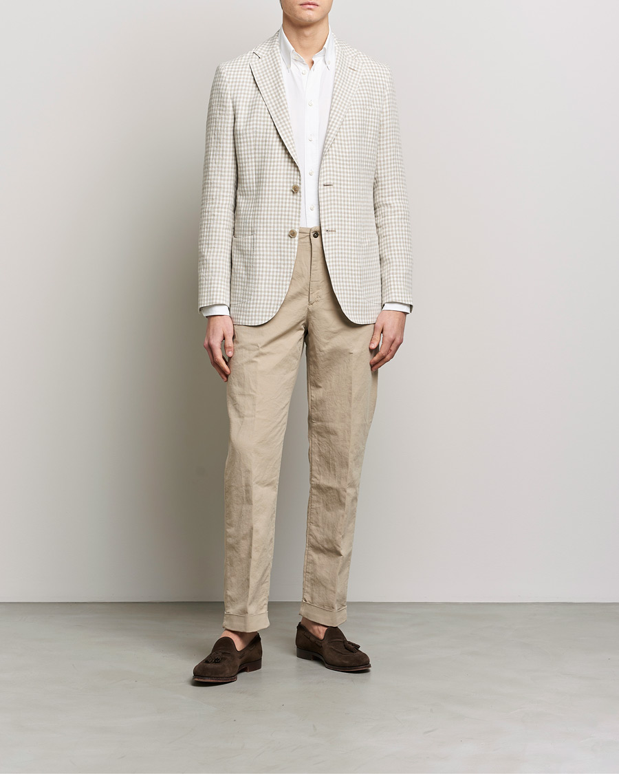 Herre | Dressjakker | Morris Heritage | Mike Check Linen Blazer Off White